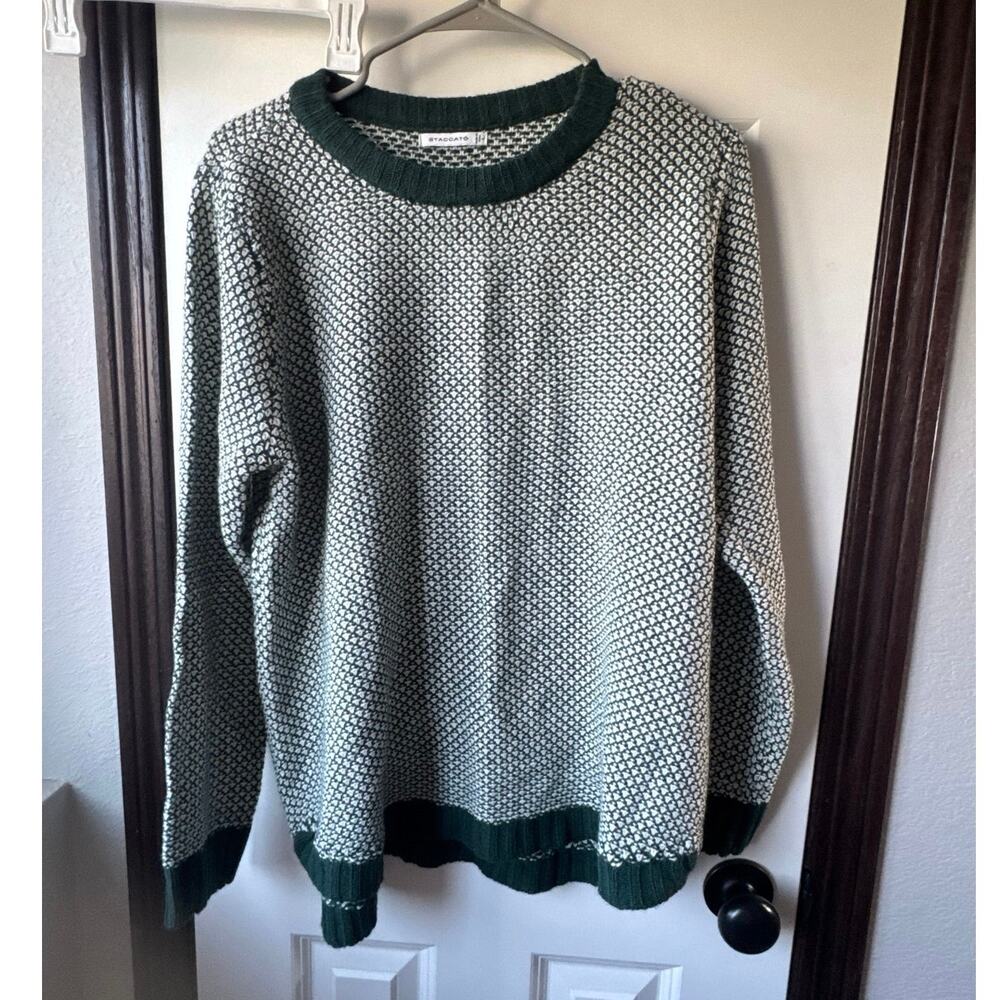 Staccato Green & White Knit Pullover Sweater